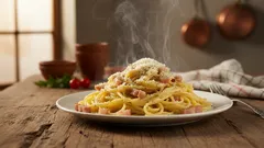 15 minuutin pasta carbonara: yksinkertainen resepti nälkäisille ja kiireisille henkilöille